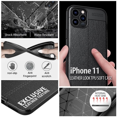 iPhone 11 - Leather Look TPU Soft Case