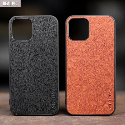 iPhone 12 - 12 Pro - AIORIA Leather Texture Hybrid Case