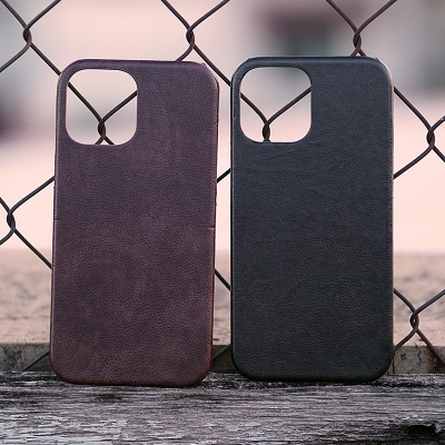 iPhone 12 - 12 pro - Leather Covered Hard Case