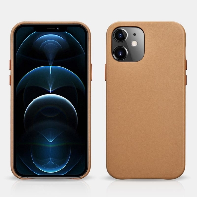 iPhone 12 - 12 Pro - Original iCarer Genuine Real Leather Back Cover Hard Case
