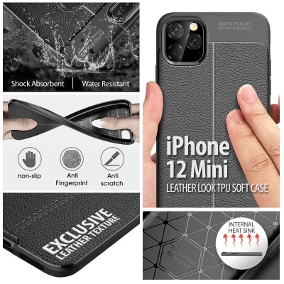 iPhone 12 Mini - Leather Look TPU Soft Case