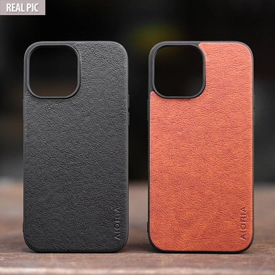iPhone 13 Pro Max - AIORIA Leather Texture Hybrid Case
