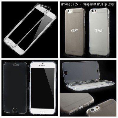 * iPhone 6 / iPhone 6s - Transparent TPU Soft Case with Flip Cover