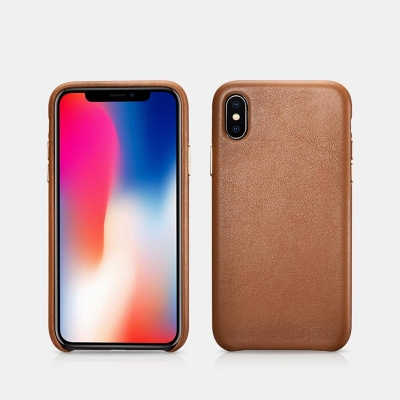 iPhone X - XS - Original iCarer Genuine Real Leather Back Cover Hard Case