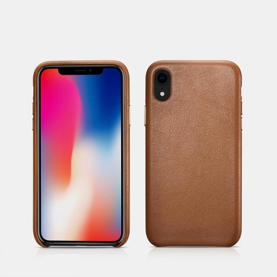 iPhone XR - Original iCarer Genuine Real Leather Back Cover Hard Case
